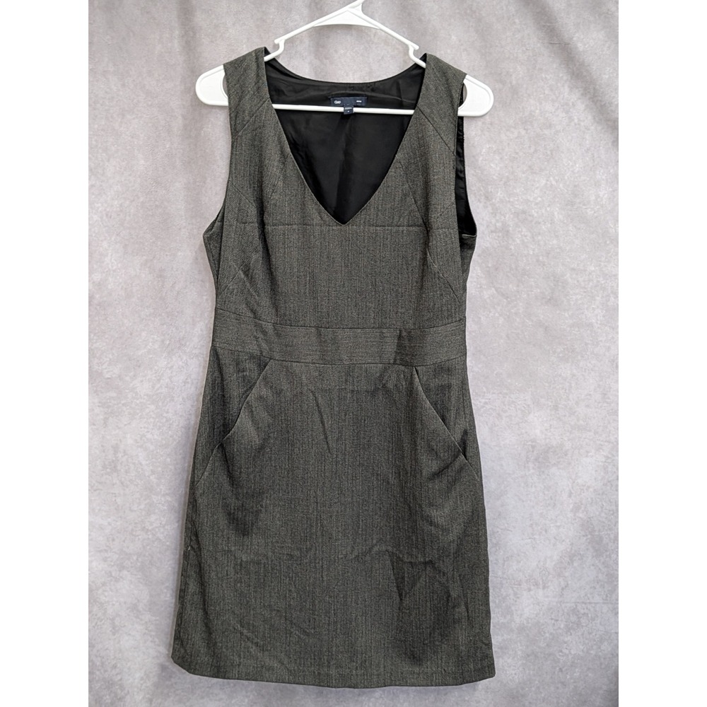 Gap Womens Gray Sleeveless V-Neck Sheath Dress with Pockets Size 8 Charcoal
